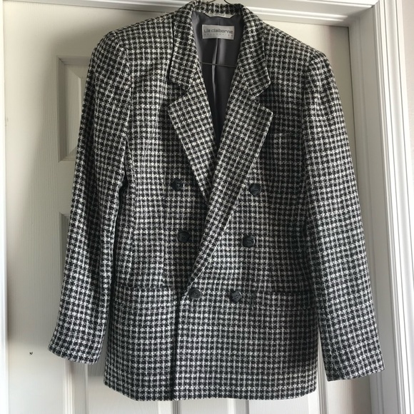 SOLD /VTG LIZ • houndstooth double-breasted blazer - Picture 3 of 7